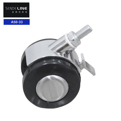 Καλή τιμή 2 ίντσες καρέκλα γραφείου Caster πλαστικό ηλεκτροπληρωμένο φρένο και χωρίς λειτουργία φρένα Threaded / κάρτα τεστ εισαγωγή σε απευθείας σύνδεση